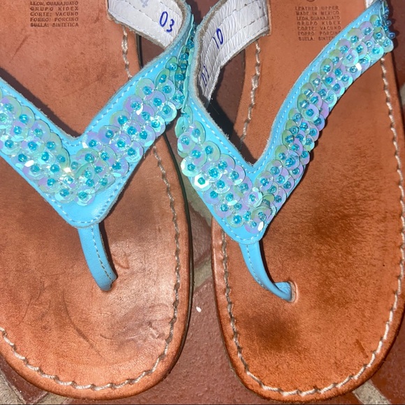 Kid Express Turquoise Sequined Sandals - Picture 3 of 6